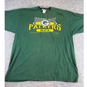 VINTAGE 90s Green Bay Packers NFL Shirt Mens 2XL Green Graphic Football Tee